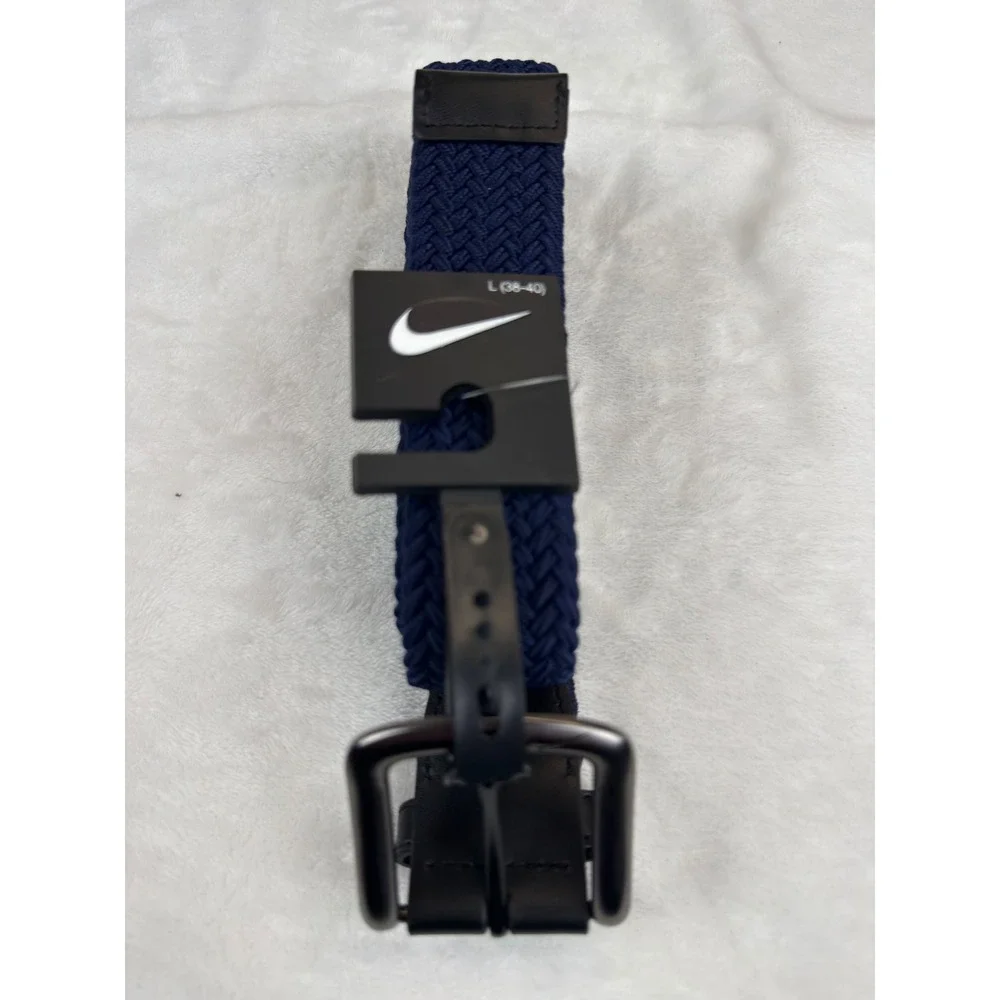 Nike Essentials Mens Woven Stretch Belt Midnight Blue Braided Large 38-40 New